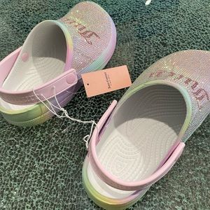 Juicy Couture Croc style shoes. Beautiful rainbow bling look.